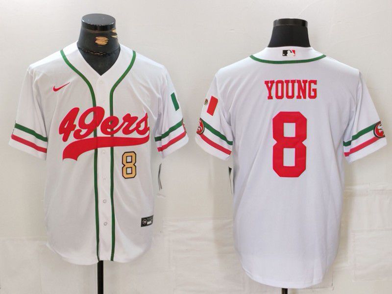 Men San Francisco 49ers 8 Young White Joint Name 2024 Nike Limited NFL Jersey style 2